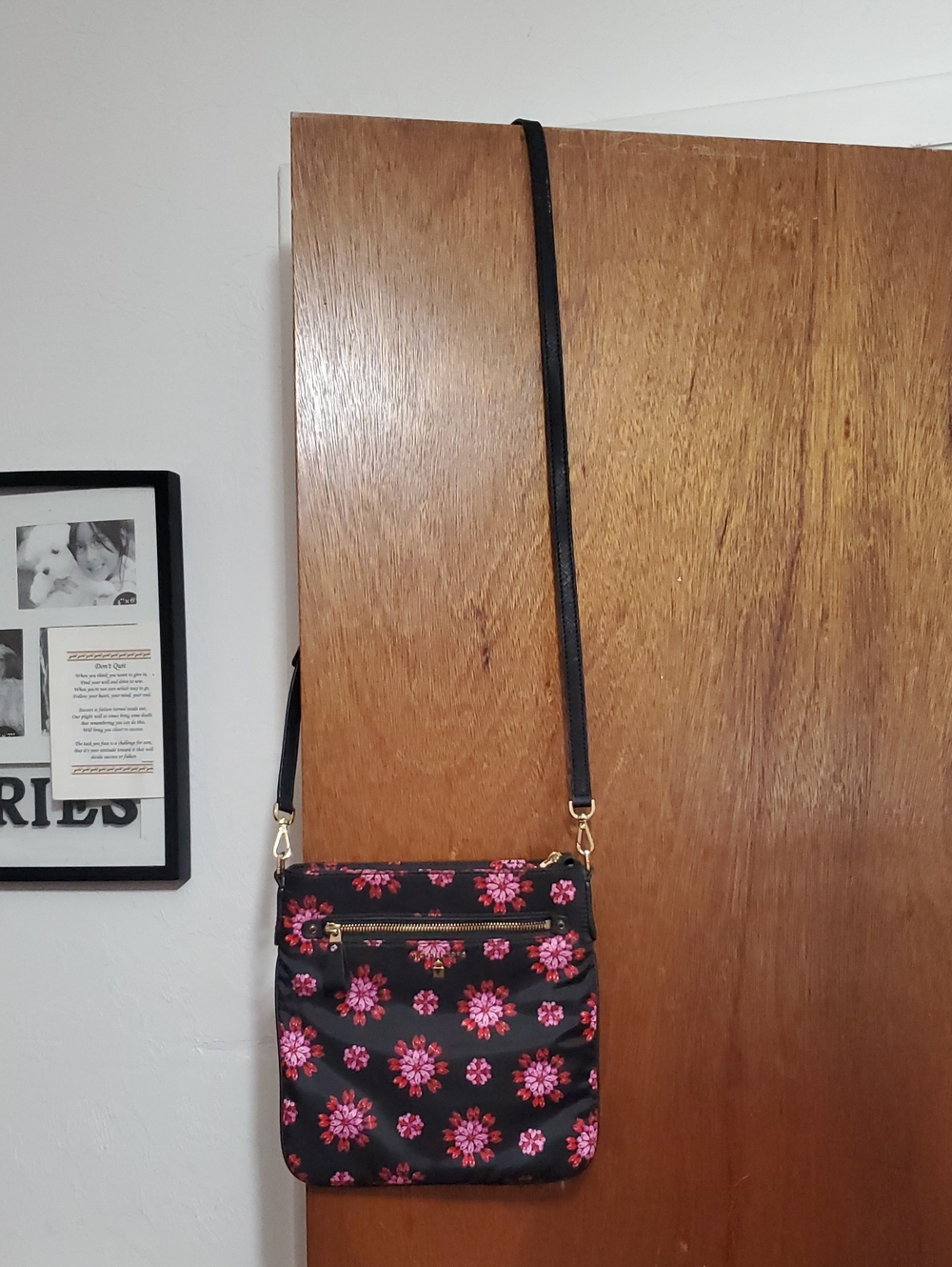Michael Kors Black and Pink Nylon Crossbody Bag